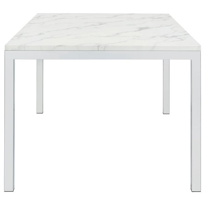 Athena - Rectangular Faux Marble Dining Table - Chrome