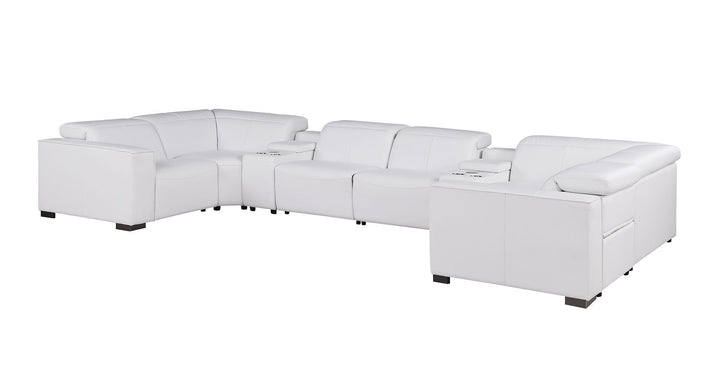1208 - 8 Piece Modular Leather Sectional With 2 Power Recliners &amp; Power Headrests
