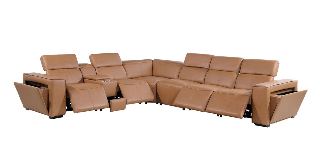 1224 - 7-Piece L-Shaped Sectional Sofa In With 4 Power Recliners &amp; Power Headrests