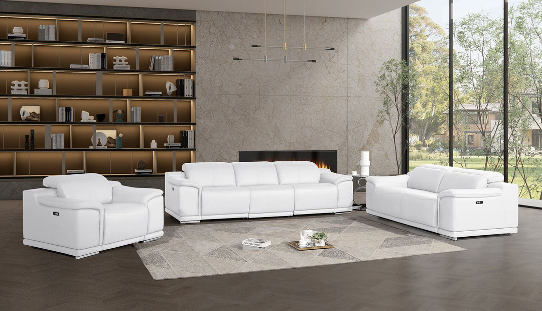 2679 - Power Reclining Sofa, Loveseat & Chair Set In Genuine Leather (5 Recliners)