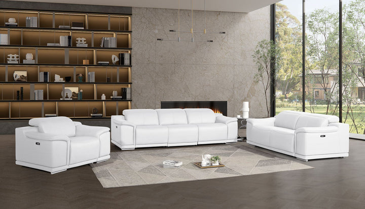 2679 - Power Reclining Sofa, Loveseat & Chair Set In Genuine Leather (5 Recliners)