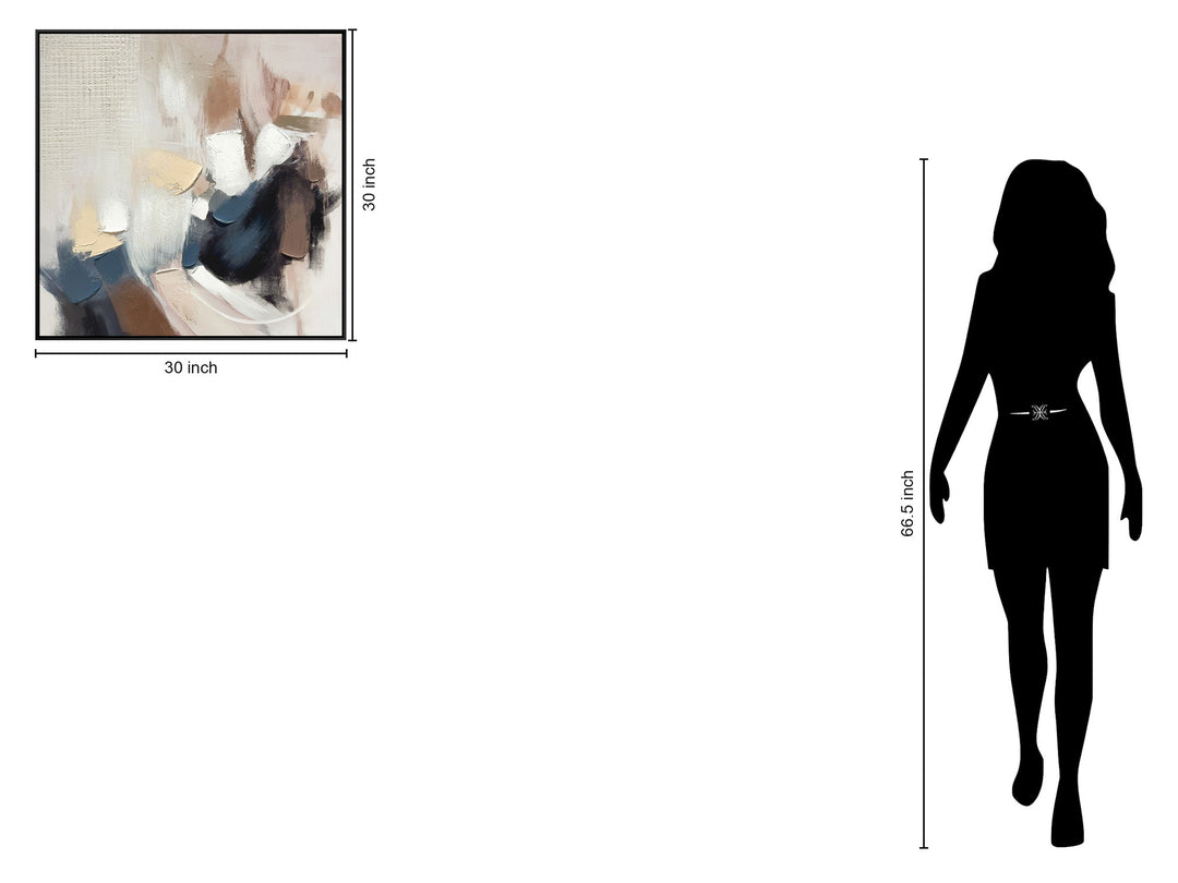 "Abstract Harmony I" Hand-Embellished Canvas In Frame - Brown / Blue / Beige / White / Black