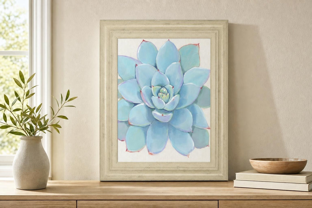 22x26 Pastel Succulent I By Tim OToole - Light Blue