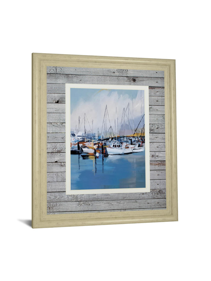 Along The Quay By Fitsimmons, A. - Framed Print Wall Art - Blue