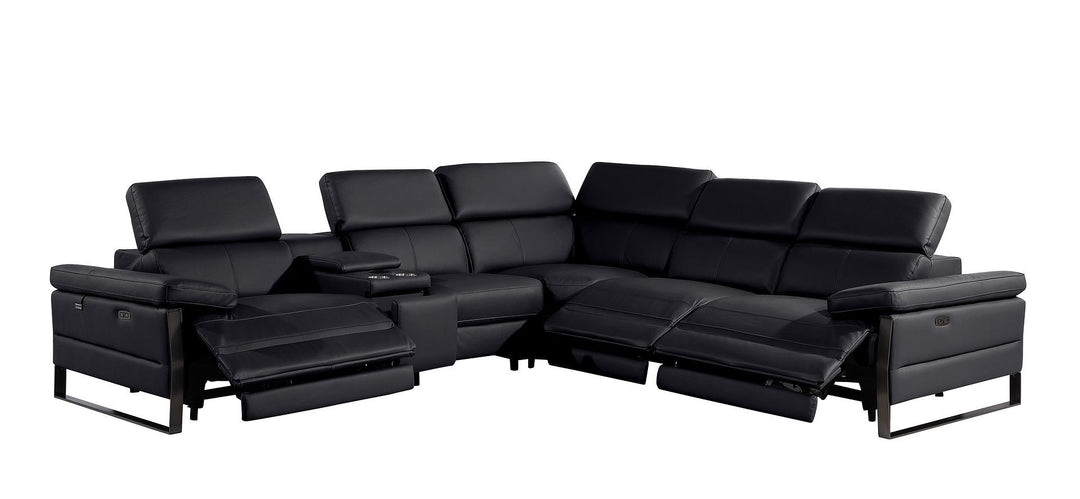 1246 - 6-Piece L-Shaped Modular Power Reclining Sectional With 3 Power Recliners And Power Headrests