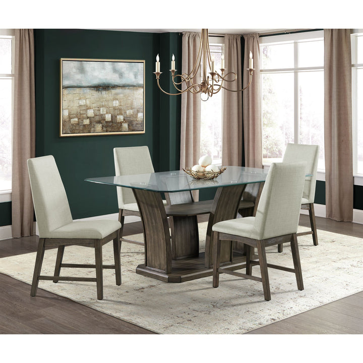 Dapper - 5 Piece Rectangular Standard Height Dining Set Table &amp; Four Chairs - Walnut