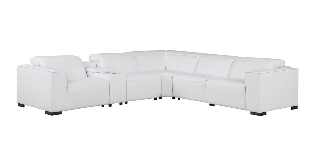 1208 - 6-Piece L-Shaped Leather Reclining Sectional With 3 Power Recliners