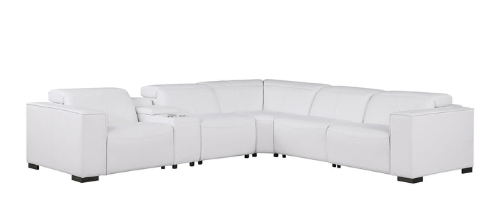 1208 - 6-Piece L-Shaped Leather Reclining Sectional With 3 Power Recliners