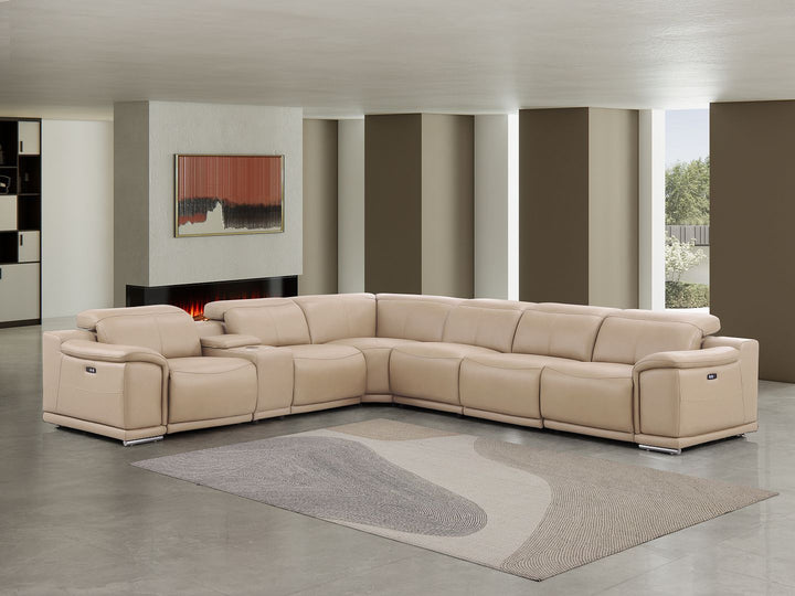 2679 - 7-Piece L-Shaped Power Reclining Sectional In Genuine Leather (3 Recliners)