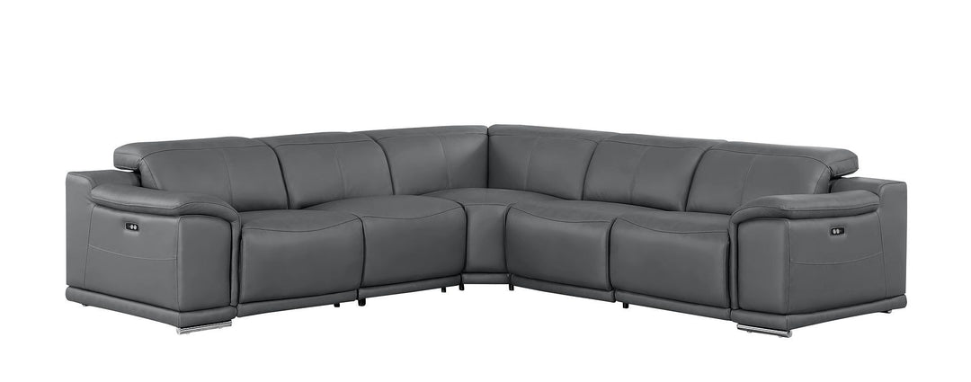 2679 - 5-Piece L-Shaped Power Reclining Sectional In Genuine Leather (3 Recliners)