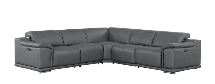 2679 - 5-Piece L-Shaped Power Reclining Sectional In Genuine Leather (3 Recliners)