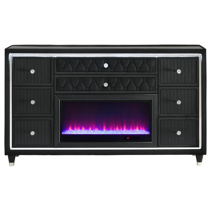 Lorient - 8-Drawer LED Bedroom Flame Box Dresser