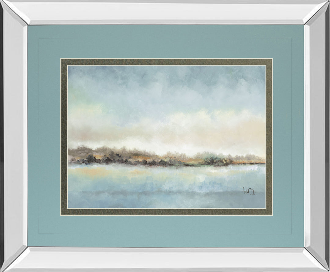 Calm Horizon By Tita Quintero - Mirror Framed Print Wall Art - Blue