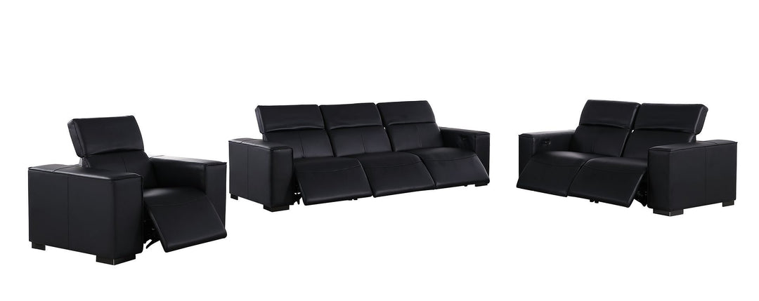 1208 - Leather Reclining Set (Sofa, Loveseat &amp; Chair With 6 Power Recliners)