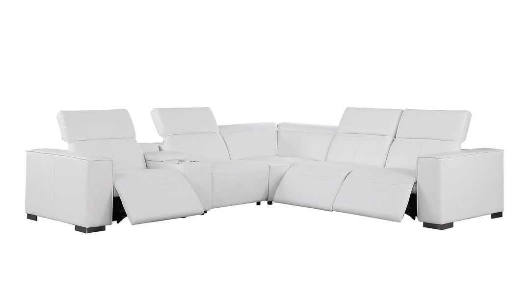 1208 - 6-Piece L-Shaped Leather Reclining Sectional With 3 Power Recliners