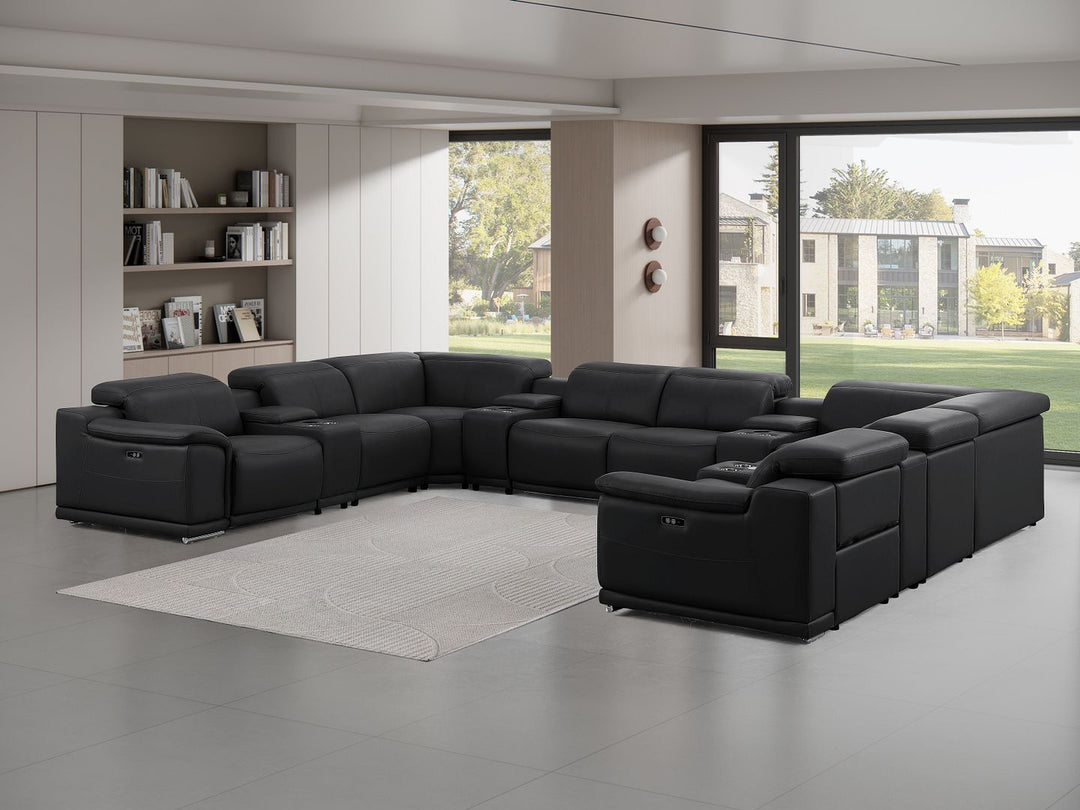 2679 - 12-Piece U-Shaped Power Reclining Sectional In Genuine Leather (4 Recliners)