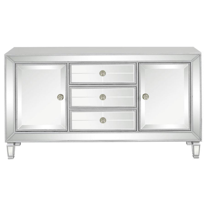 Leticia 3-Drawer Mirrored Storage Accent Cabinet - Silver