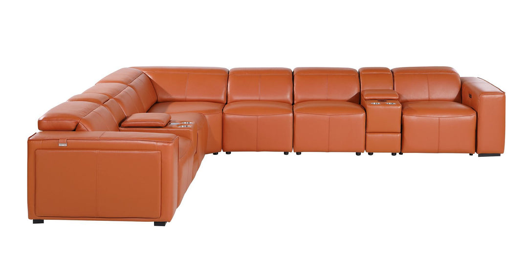 1224 - 8-Piece L-Shaped Sectional Sofa In With 3 Power Recliners &amp; Power Headrests