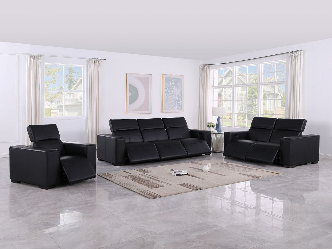 1208 - Leather Reclining Set (Sofa, Loveseat &amp; Chair With 6 Power Recliners)