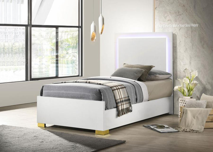 Marceline - Wood LED Panel Bed