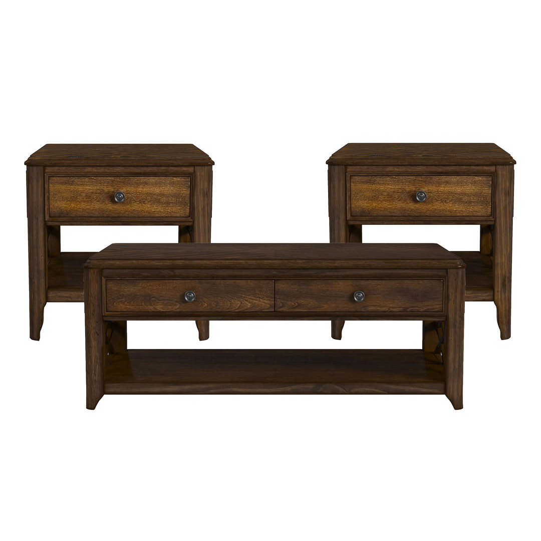 Phillipe - 3 Piece Occasional Table Set (Coffee Table &amp; Two End Table) - Cherry