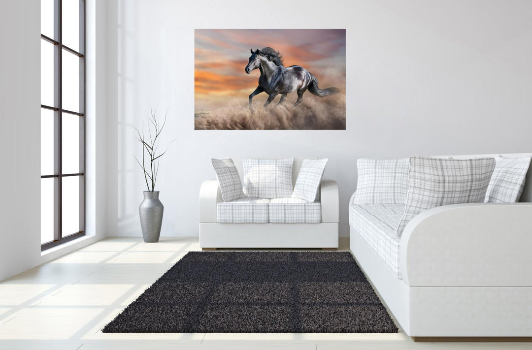 Tempered Glass With Foil - Running Horse - Dark Gray