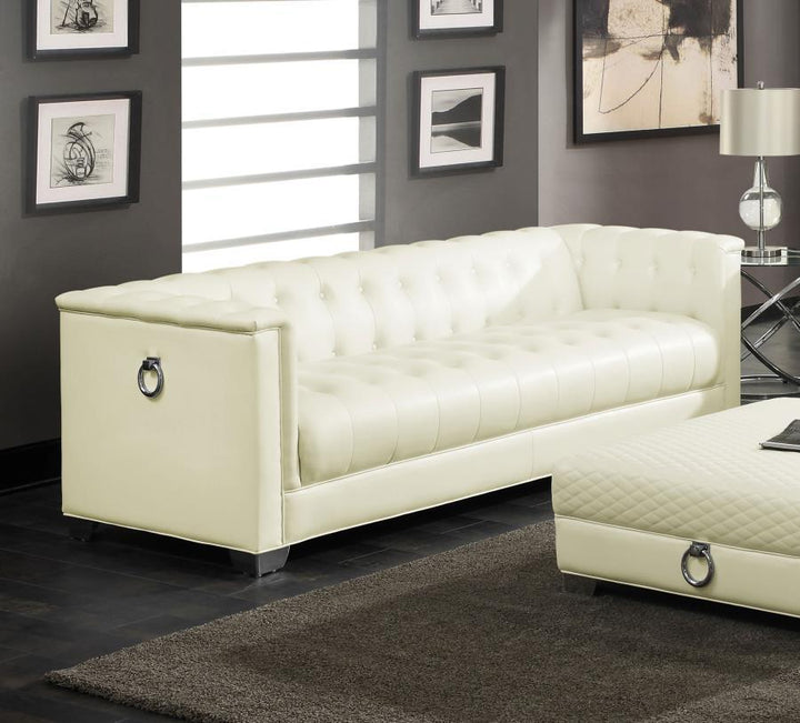 Chaviano - Upholstered Track Arm Sofa - Pearl White