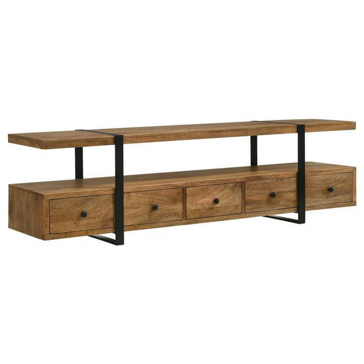 Otto - 5-Drawer Mango Wood TV Stand Media Console - Brown