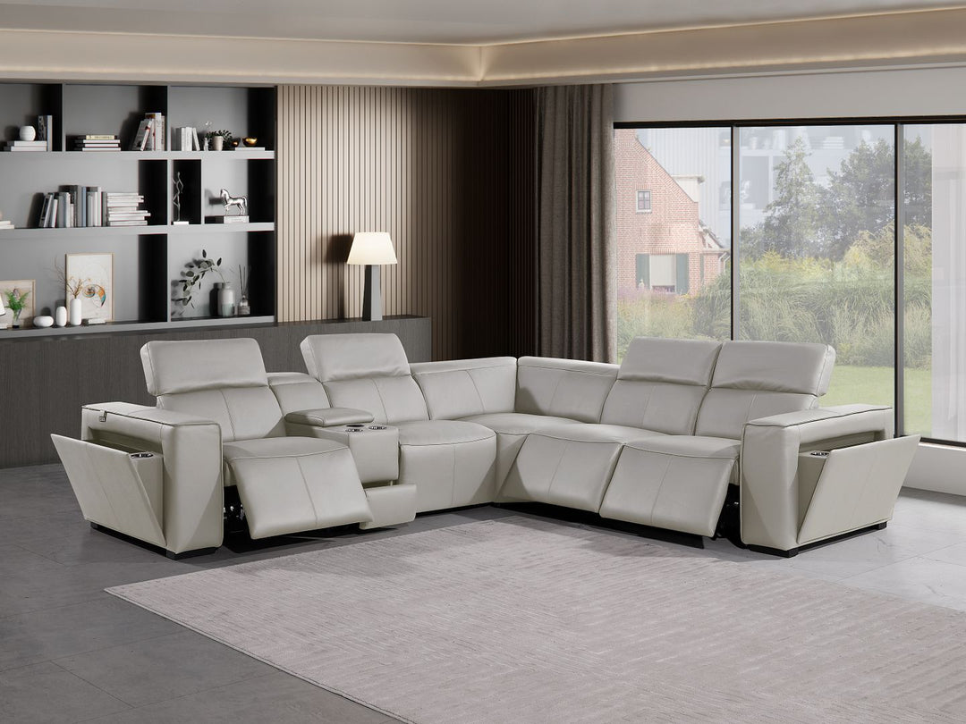 1224 - 6-Piece L-Shaped Sectional Sofa In With 3 Power Recliners &amp; Power Headrests