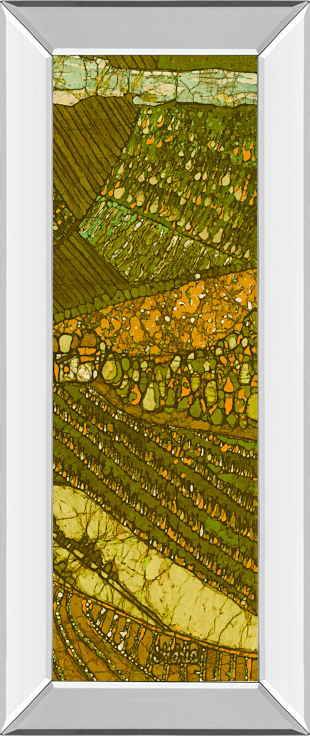 Vineyard Batik Il By Andrea Davis - Mirror Framed Print Wall Art - Green