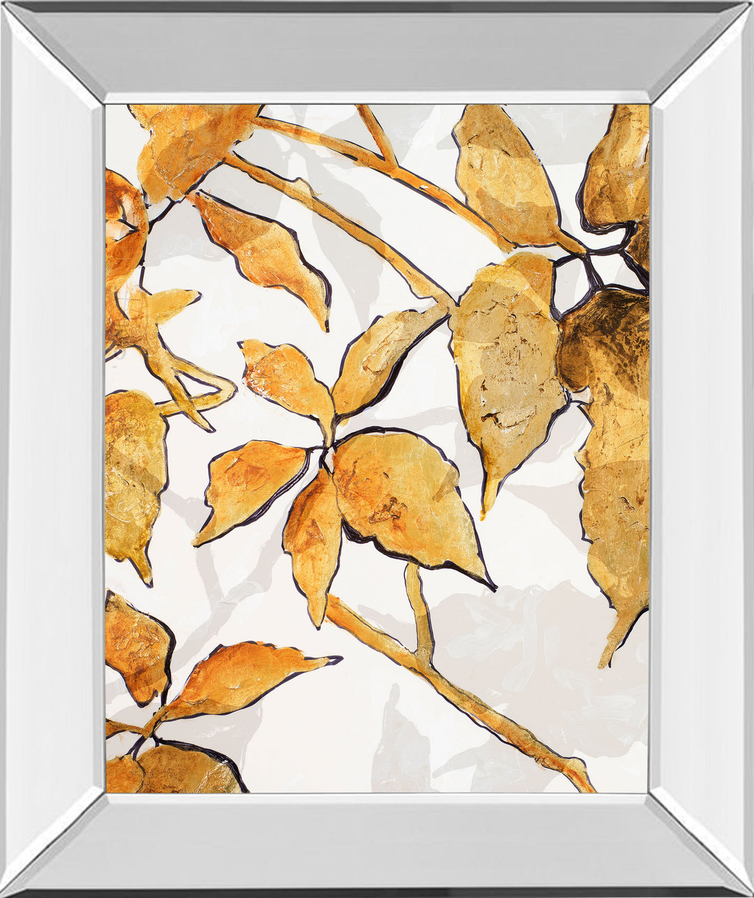 Gold Shadows I By Patricia Pinto - Mirror Framed Print Wall Art - Dark Brown