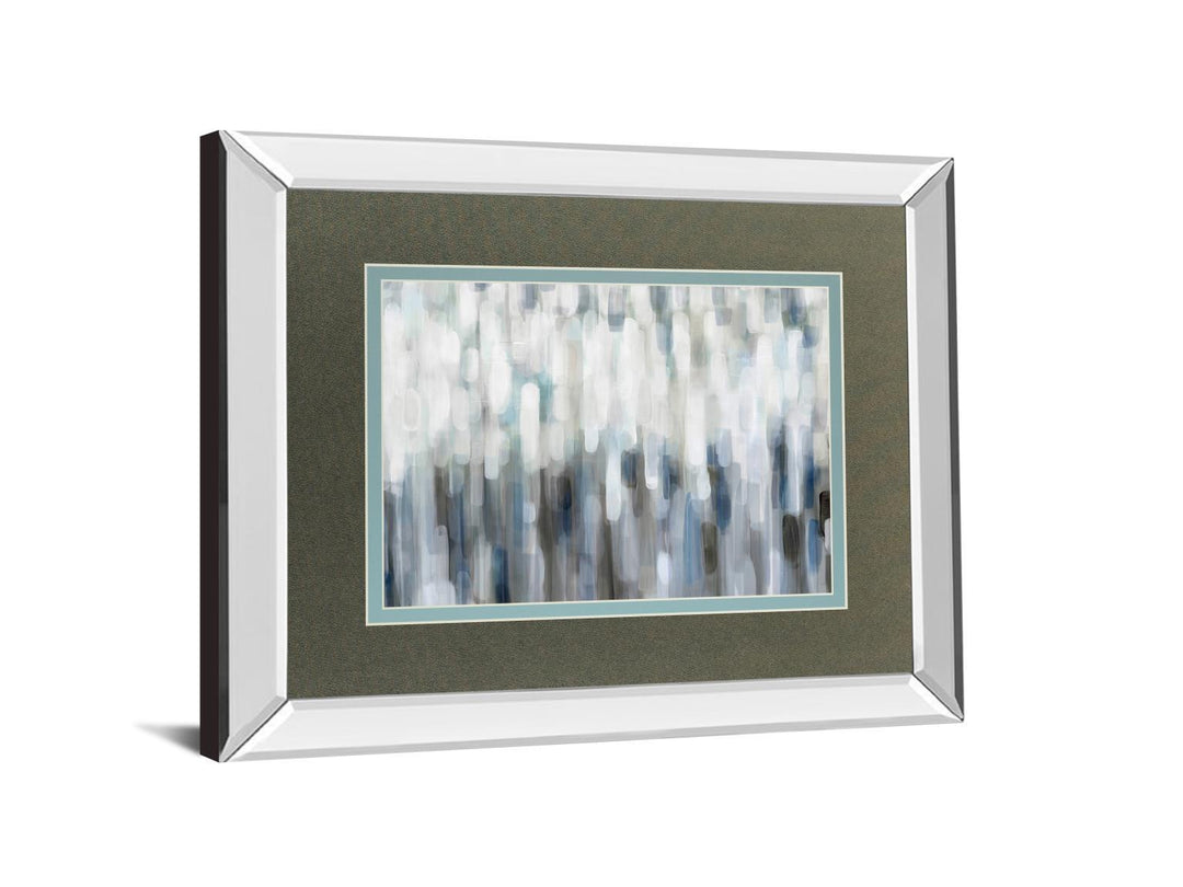 Silver Rain By Karen Lorena Parker - Mirror Framed Print Wall Art - Blue