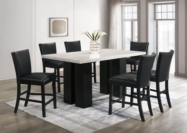 Finley PU - (GENUINE MARBLE) Counter Height Table &amp; 6 Chairs