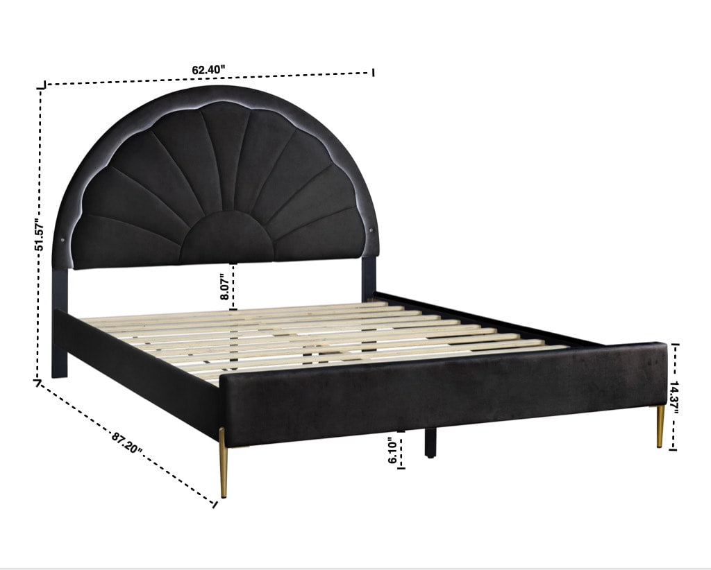 Flora Black Platform Queen Bed