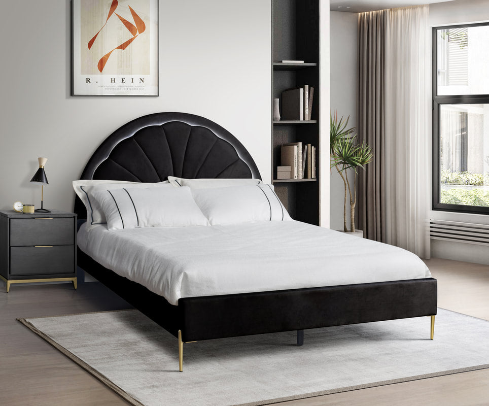 Flora Black Platform Queen Bed