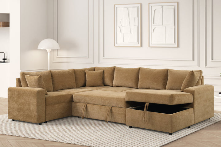 Forever2Latte Sectional With Pull-Out Bed