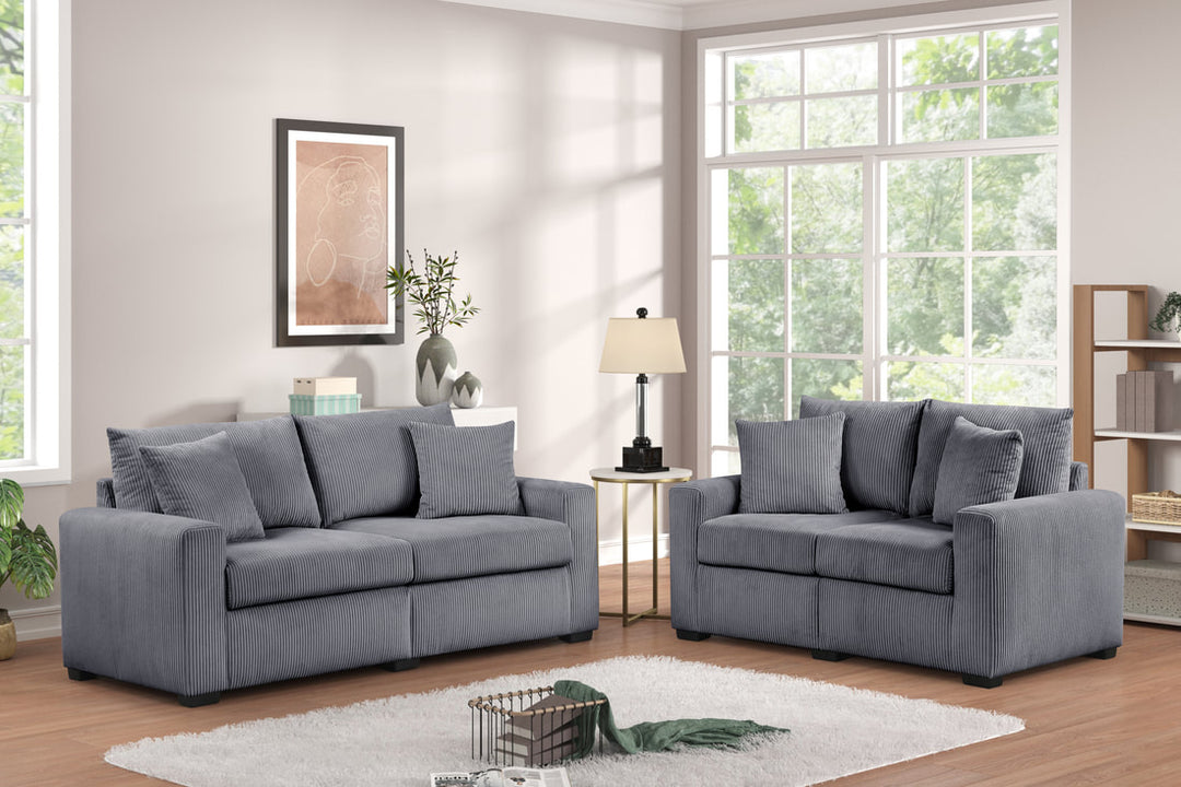 HH1124 Gray - Sofa &amp; Loveseat Set
