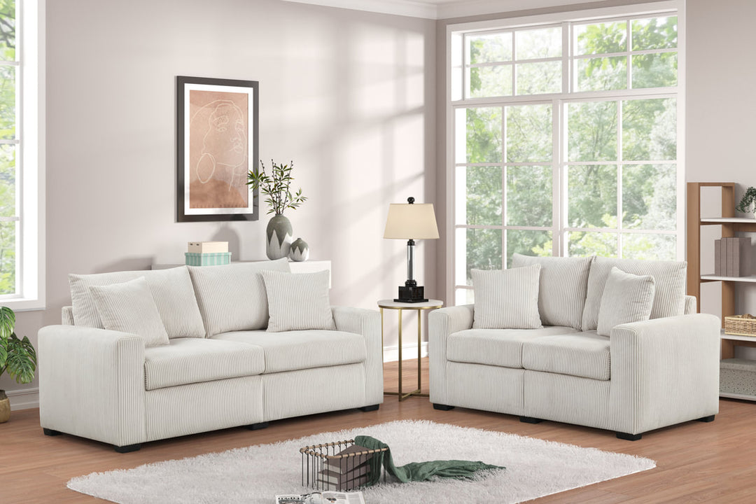HH1125 Beige - Sofa &amp; Loveseat Set