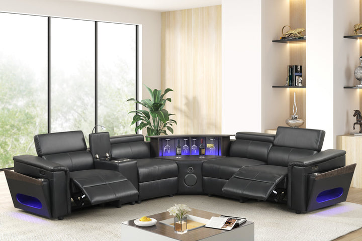 Holiday Black Power Reclining Sectional (w/ Bluetooth Speakers)