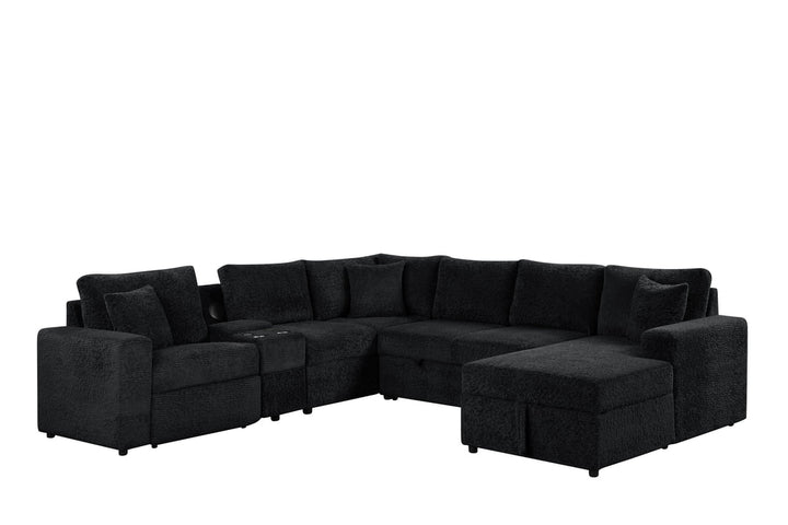 Hunter Black Sectional (W/ Bluetooth Speaker &amp; Pull-Out Bed)