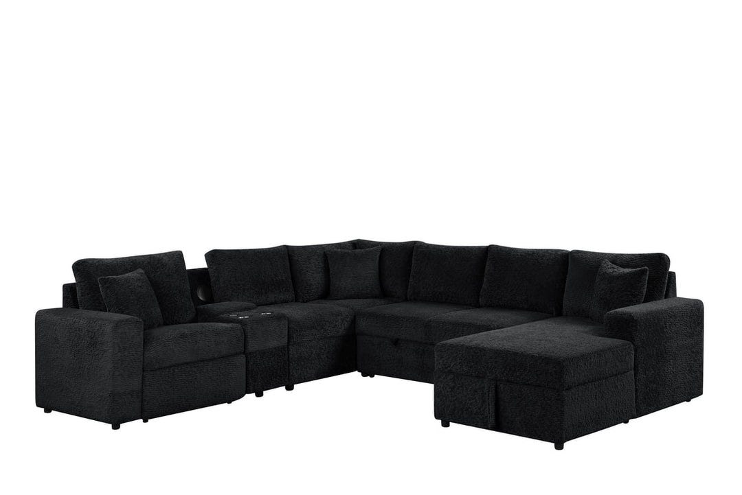 Hunter Black Sectional (W/ Bluetooth Speaker &amp; Pull-Out Bed)