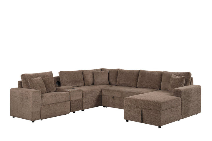 Hunter Mocha Sectional (W/ Bluetooth Speaker &amp; Pull-Out Bed)