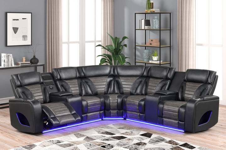 IBIZA POWER/POWER  Black Reclining Sectional