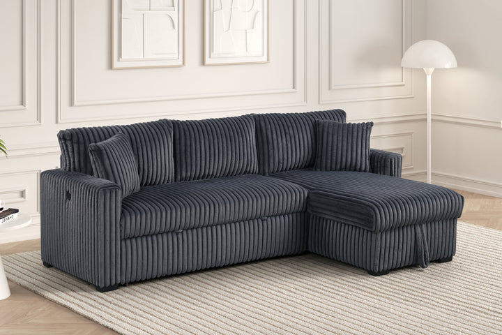 Aria Charcoal Sectional With Pull-Out Bed &amp; Storage Chaise