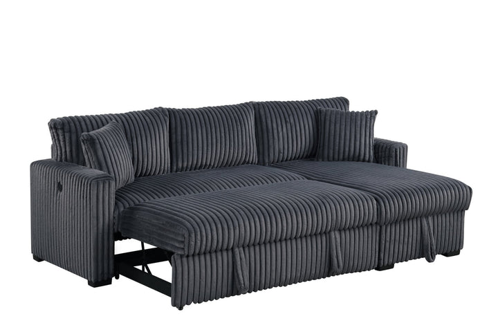 Aria Charcoal Sectional With Pull-Out Bed &amp; Storage Chaise
