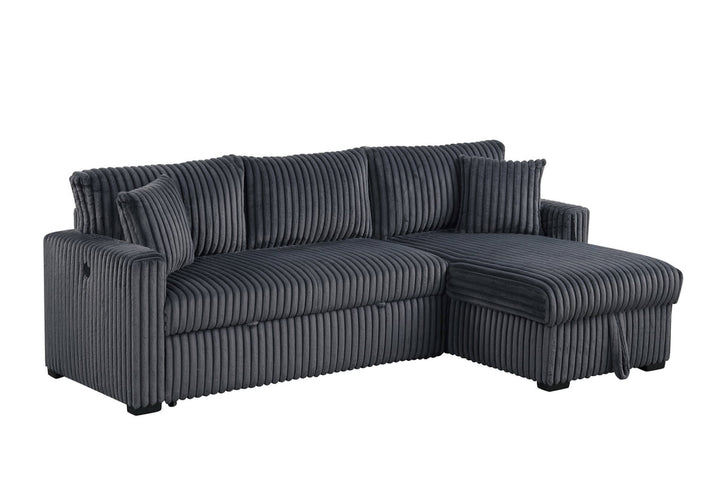 Aria Charcoal Sectional With Pull-Out Bed &amp; Storage Chaise