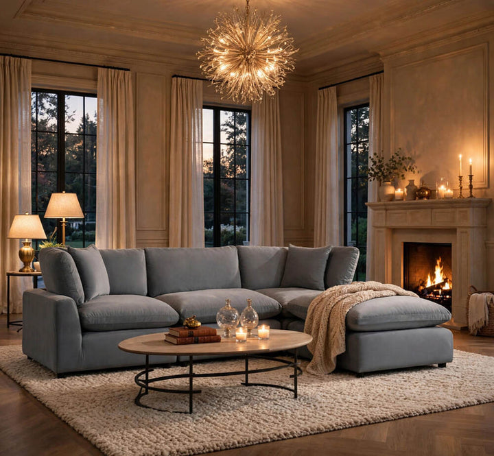 SKY Gray Velvet Modular Sectional