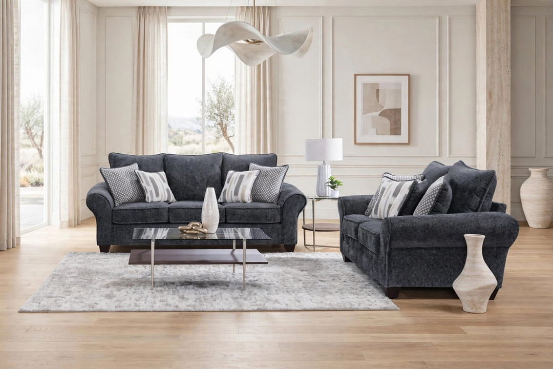 Behold 1001 Charcoal Sofa &amp; Loveseat Set (OVERSIZED)