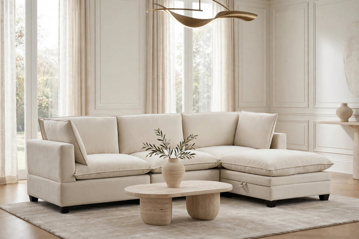 Cloud2 Cream Velvet Modular Sectional