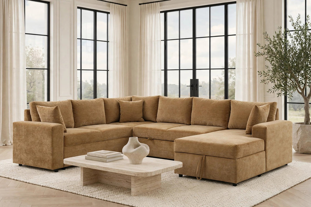 Forever2Latte Sectional With Pull-Out Bed